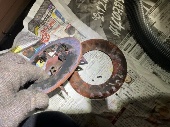 燃焼リングの取り付け方の間違えを発見