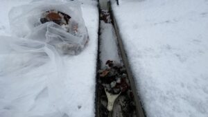 雪ごと落ち葉を回収