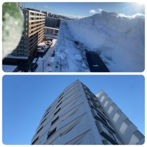 雪庇除去後のアフター写真。屋根の縁が綺麗になり、リスクが消えた状態