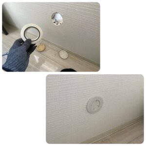 ストーブを取り外した後の壁穴専用キャップ