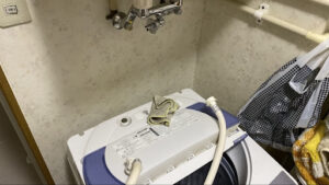 洗濯機と給水ホースの写真